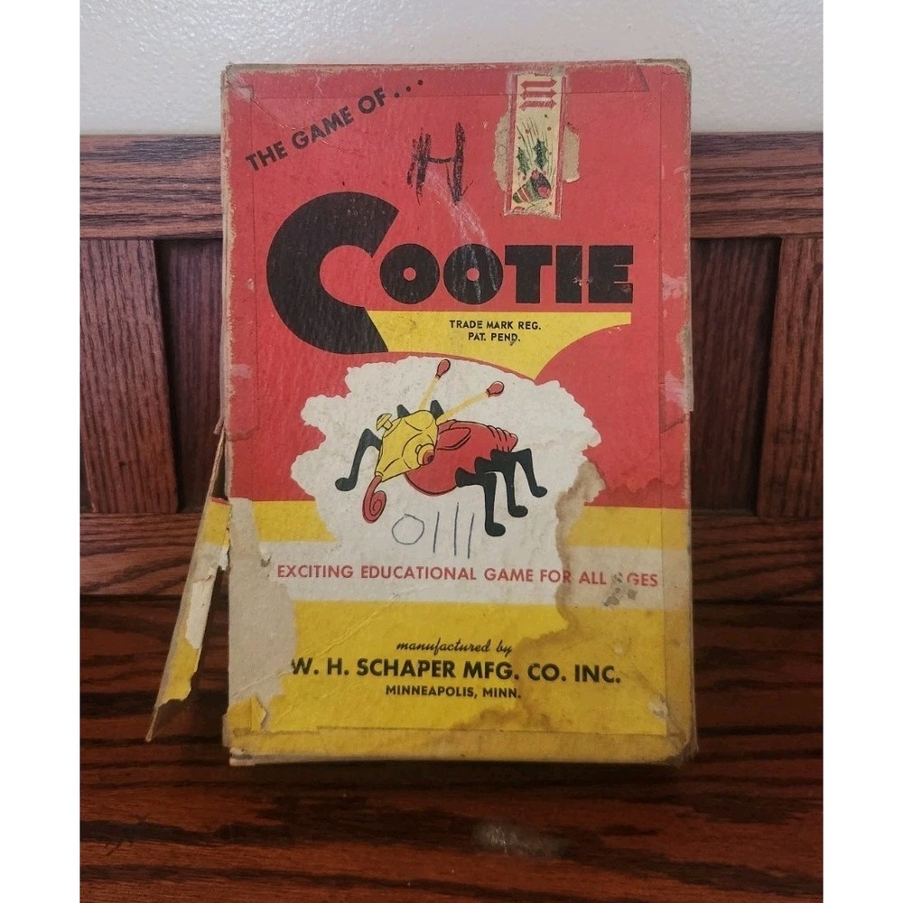 Vintage Game Of Cootie 1949 Original Box‎ W.H. Schaper Manufacturing